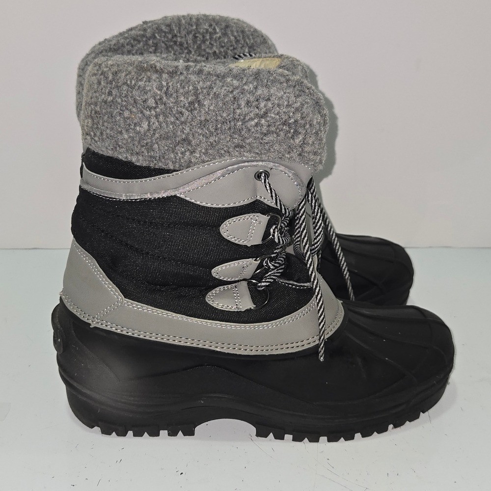 Thermolite Mens Black Grey Insulated Duck Snow Boots Size 10 Waterproof Shell